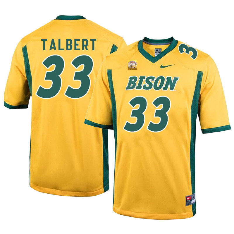 Men #33 Destin Talbert North Dakota State Bison College Football Jerseys Sale-Yellow